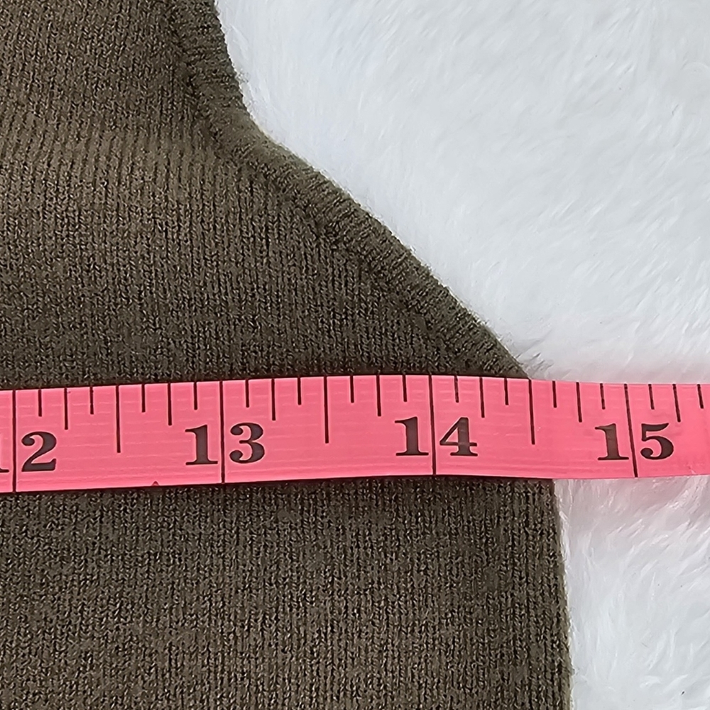 Marled Olive Green Knit Cropped Sweetheart Neckline Tank Top Womens Size Medium - Picture 9 of 9